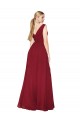 Long Burgundy Sleeveless A-Line V-Back High Slit Black Tie Evening Gown / Prom Dress / Bridesmaid Dress Canberra