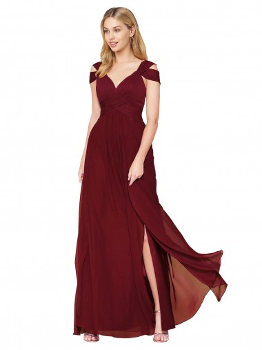 Long Burgundy Sleeveless A-Line Side Slit Formal Evening Gown / Prom Dress / Bridesmaid Dress Canberra