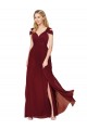 Long Burgundy Sleeveless A-Line Side Slit Formal Evening Gown / Prom Dress / Bridesmaid Dress Canberra