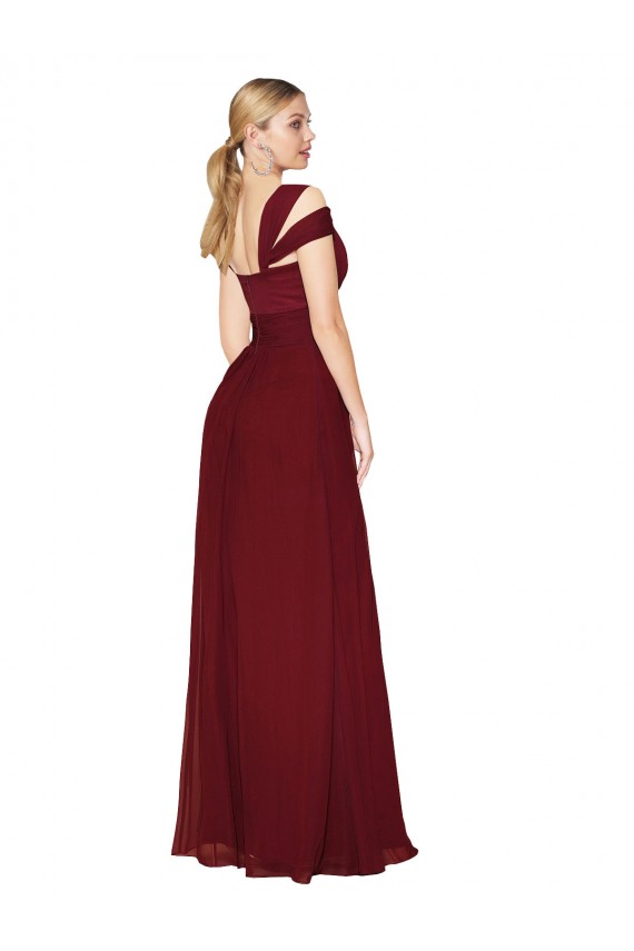 Long Burgundy Sleeveless A-Line Side Slit Formal Evening Gown / Prom Dress / Bridesmaid Dress Canberra