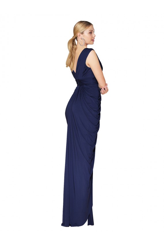 Long Dark Navy Sleeveless Mermaid V-Back Front Slit Formal Evening Gown / Prom Dress / Bridesmaid Dress Canberra