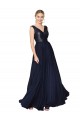 Long Dark Navy Sleeveless A-Line V-Back Semi Formal Evening Gown / Prom Dress / Bridesmaid Dress Canberra