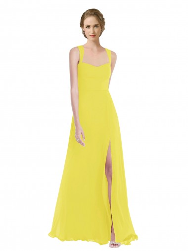 Long Yellow Sleeveless A-Line Semi Formal Evening Dress / Bridesmaid Dress Canberra