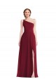 Long Burgundy Sleeveless A-Line Shirred Front Slit Semi Formal Evening Dress / Bridesmaid Dress Canberra