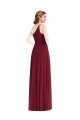 Long Burgundy Sleeveless A-Line Shirred Front Slit Semi Formal Evening Dress / Bridesmaid Dress Canberra