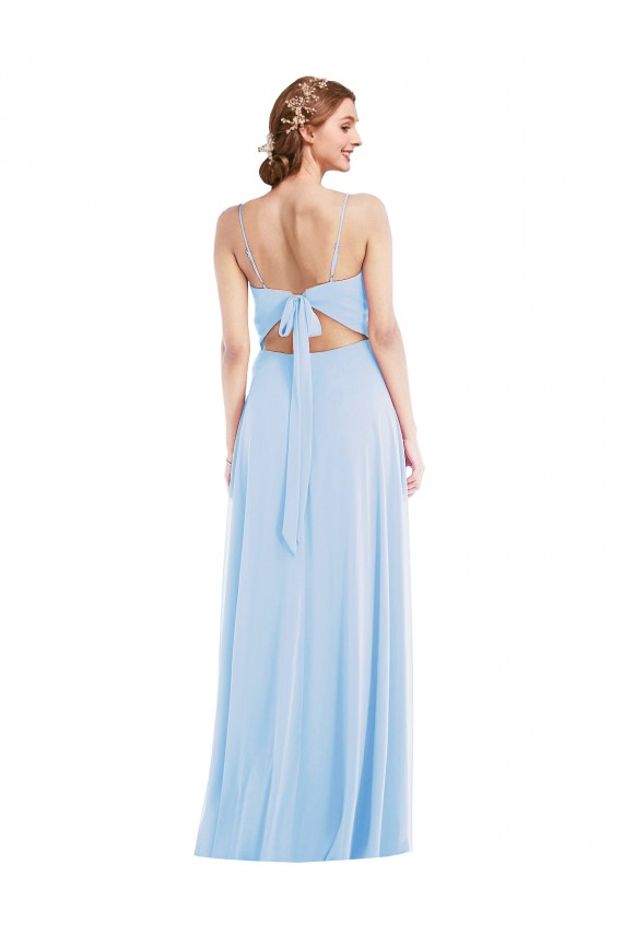 Long Light Sky Blue Sleeveless A-Line Front Slit Formal Evening Gown / Bridesmaid Dress Canberra