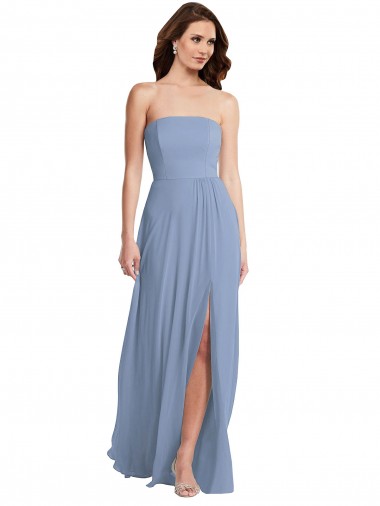 Long Dusty Blue Sleeveless A-Line Soft Chiffon Semi Formal Evening Dress / Bridesmaid Dress Canberra