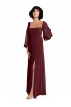 Long Burgundy Gold Long Sleeves A-Line Bridesmaid Dress / Evening Dress Canberra