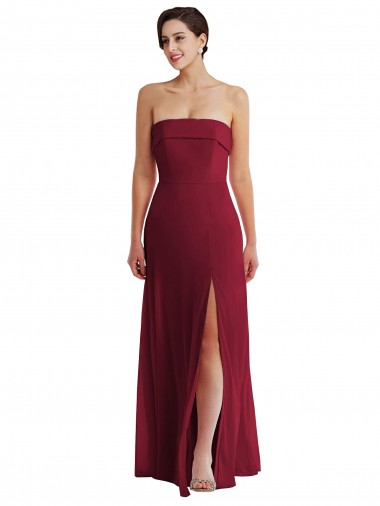 Long Burgundy Sleeveless A-Line Low Back Formal Evening Gown / Bridesmaid Dress Canberra