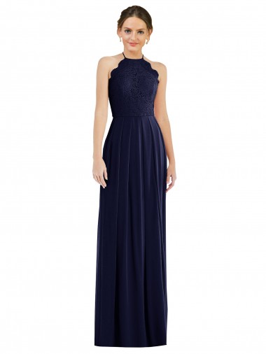 Long Dark Navy Sleeveless A-Line Open Back Semi Formal Evening Dress / Bridesmaid Dress Canberra