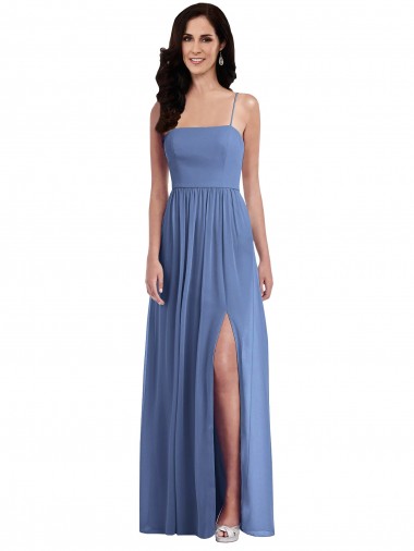 Long Windsor Blue Sleeveless A-Line Low Back Semi Formal Evening Dress / Bridesmaid Dress Canberra