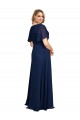 Long Dark Navy Short Flutter Sleeves A-Line Formal Plus Size Evening Gown / Prom Dress / Bridesmaid Dress Canberra