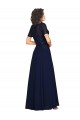 Long Dark Navy Short Sleeves A-Line Prom Dress / Bridesmaid Dress Canberra