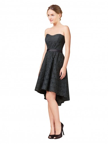 Knee Length Slate Grey Sleeveless A-Line High Low Bridesmaid Dress Canberra