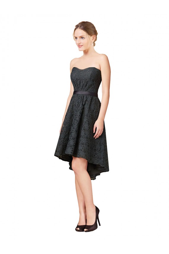 Knee Length Slate Grey Sleeveless A-Line High Low Bridesmaid Dress Canberra