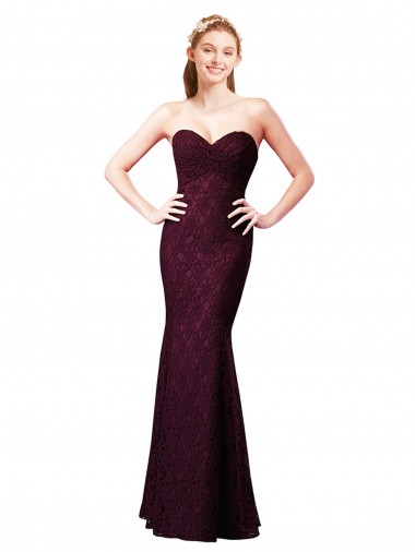 Long Grape Sleeveless A-Line Lace Bridesmaid Dress Canberra