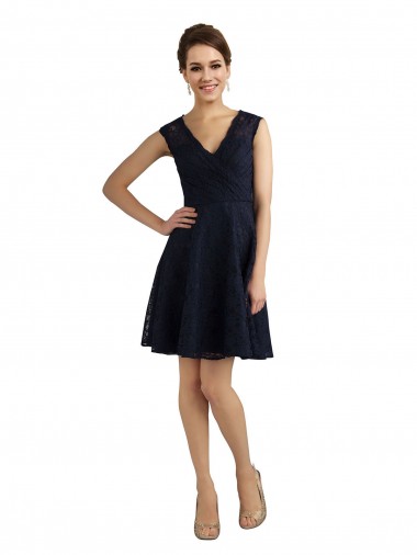 Knee Length Dark Navy Sleeveless A-Line Bridesmaid Dress / Evening Dress Canberra