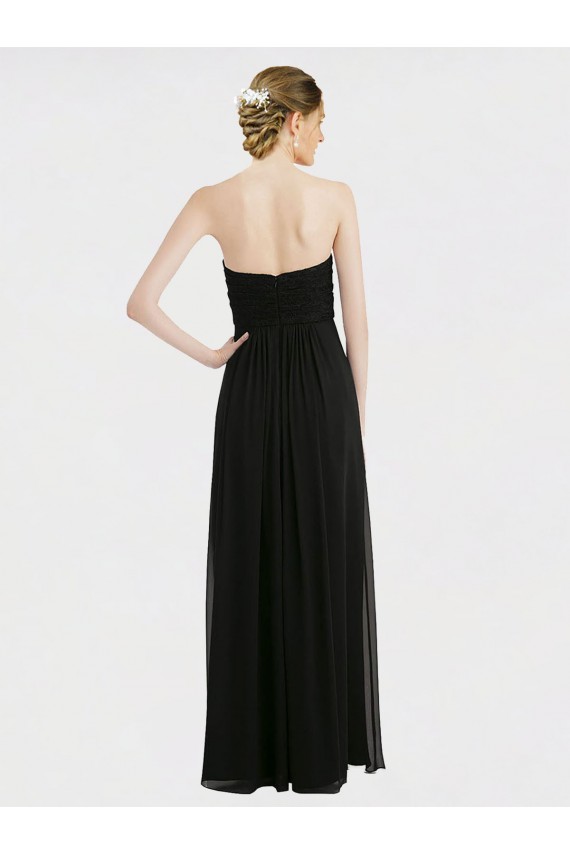 Long Black Sleeveless A-Line Low Back Bridesmaid Dress Canberra