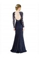 Long Dark Navy Long Sleeves Mermaid Keyhole Back Prom Dress / Bridesmaid Dress Canberra