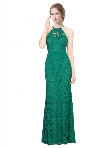 Long Dark Green Sleeveless Mermaid Low Back Prom Dress / Bridesmaid Dress Canberra