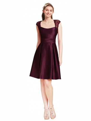 Knee Length Grape Sleeveless A-Line Open Back Bridesmaid Dress Canberra