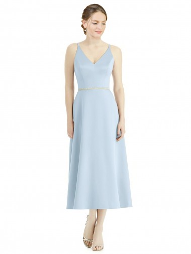 Tea Length Light Sky Blue Sleeveless A-Line Bridesmaid Dress Canberra