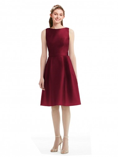 Knee Length Burgundy Sleeveless A-Line Bridesmaid Gown Canberra