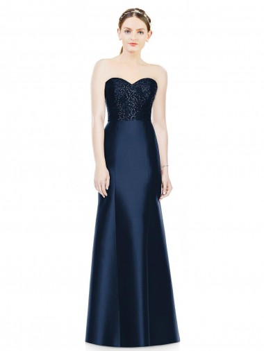 Long Dark Navy Sleeveless Mermaid Evening Dress / Bridesmaid Dress Canberra