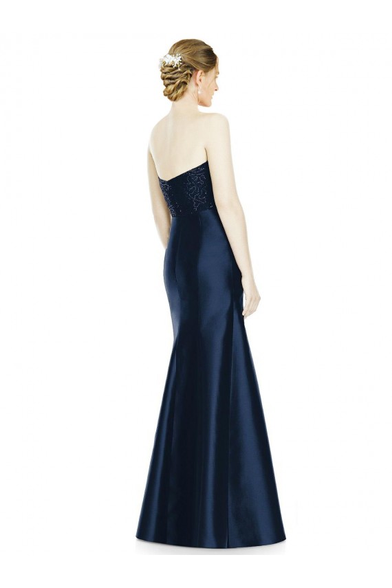 Long Dark Navy Sleeveless Mermaid Evening Dress / Bridesmaid Dress Canberra