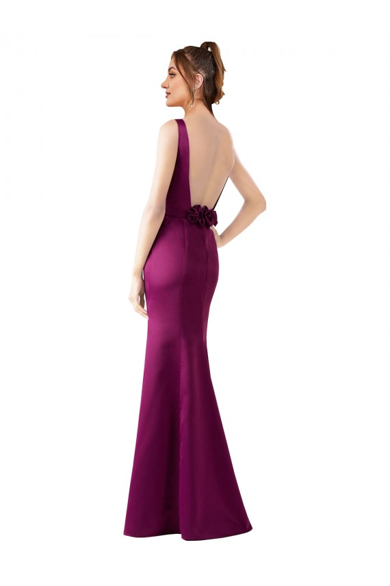 Long Merlot Sleeveless Sheath Open Back Black Tie Evening Gown / Prom Dress / Bridesmaid Dress Canberra