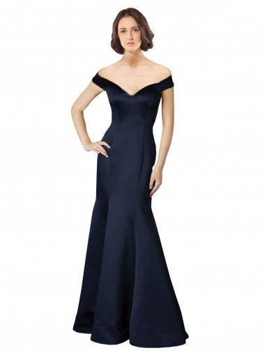 Long Dark Navy Cap Sleeves Mermaid Prom Dress / Bridesmaid Dress Canberra