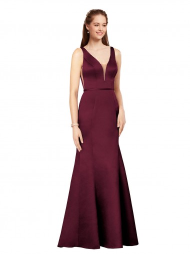 Long Burgundy Sleeveless Sheath V-Back Formal Evening Gown / Prom Dress / Bridesmaid Dress Canberra