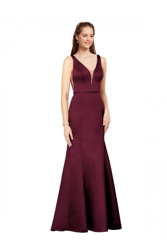 Long Burgundy Sleeveless Sheath V-Back Formal Evening Gown / Prom Dress / Bridesmaid Dress Canberra