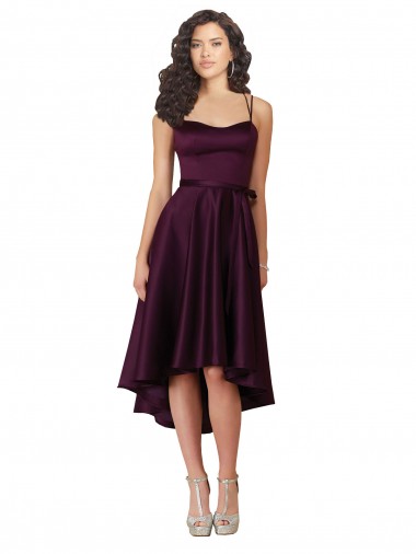 Short Grape Sleeveless A-Line Open Back High Low Prom Dress / Bridesmaid Dress Canberra