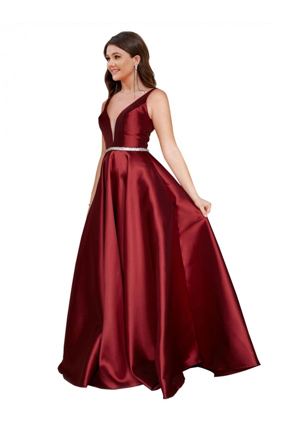 Long Burgundy Sleeveless A-Line V-Back Formal Plus Size Evening Gown / Prom Dress / Bridesmaid Dress Canberra