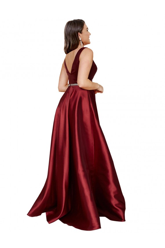 Long Burgundy Sleeveless A-Line V-Back Formal Plus Size Evening Gown / Prom Dress / Bridesmaid Dress Canberra