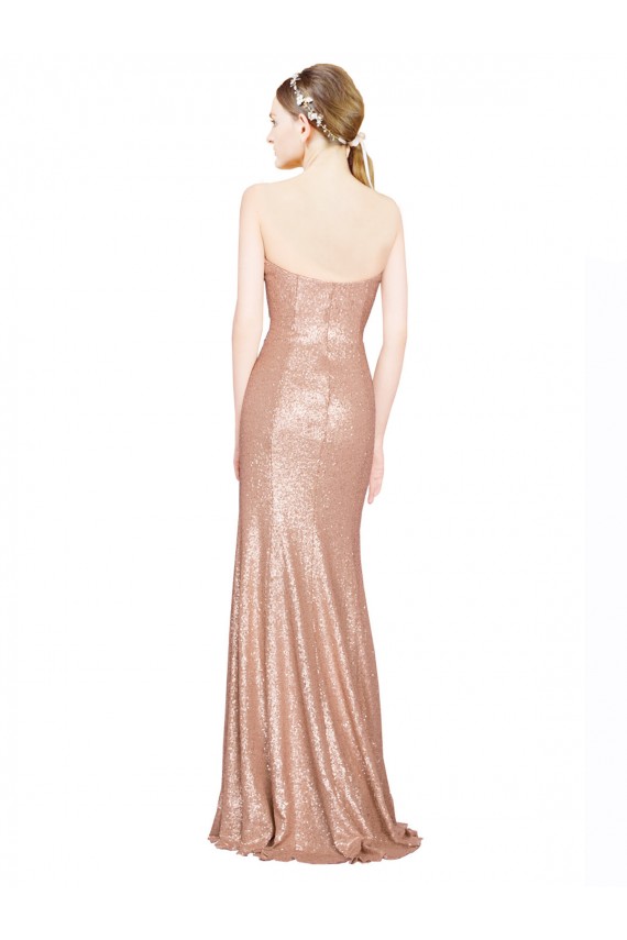 Long Rose Gold Sleeveless A-Line Low Back Formal Evening Gown / Prom Dress / Bridesmaid Dress Canberra