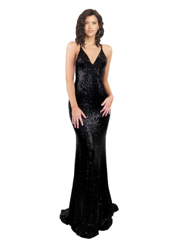 Long Black Sleeveless Mermaid Open Back Black Tie Evening Gown / Prom Dress / Bridesmaid Dress Canberra