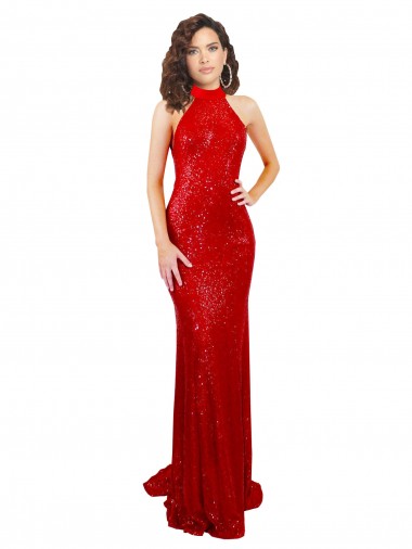 Long Red Sleeveless Mermaid Open Back Sequin Formal Evening Gown / Prom Dress / Bridesmaid Dress Canberra