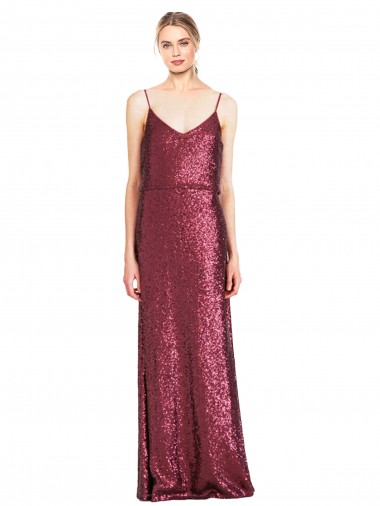 Long Burgundy Sleeveless A-Line Sequin Formal Evening Gown / Prom Dress / Bridesmaid Dress Canberra