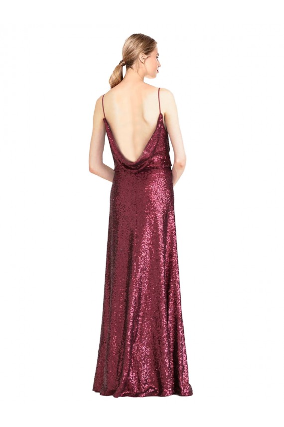 Long Burgundy Sleeveless A-Line Sequin Formal Evening Gown / Prom Dress / Bridesmaid Dress Canberra