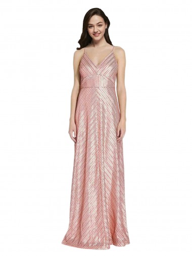 Long Rose Gold Sleeveless Sheath Low Back Formal Evening Gown / Prom Dress / Bridesmaid Dress Canberra