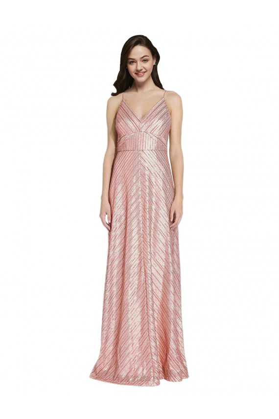 Long Rose Gold Sleeveless Sheath Low Back Formal Evening Gown / Prom Dress / Bridesmaid Dress Canberra