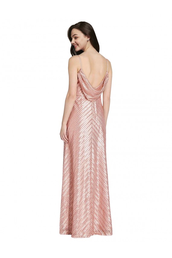 Long Rose Gold Sleeveless Sheath Low Back Formal Evening Gown / Prom Dress / Bridesmaid Dress Canberra