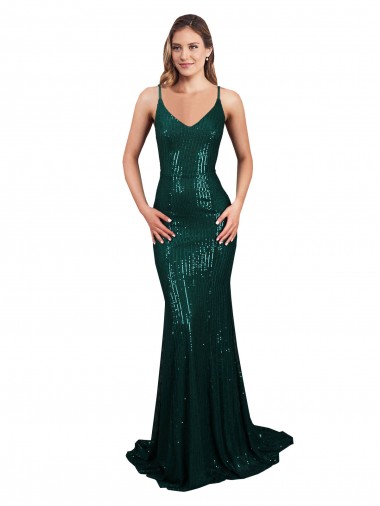 Long Dark Green Sleeveless Mermaid Low Back Formal Evening Gown / Prom Dress / Bridesmaid Dress Canberra