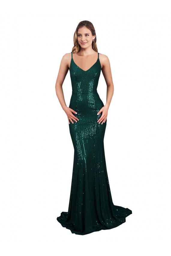 Long Dark Green Sleeveless Mermaid Low Back Formal Evening Gown / Prom Dress / Bridesmaid Dress Canberra