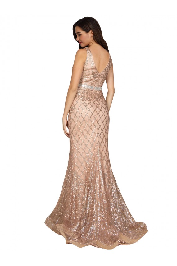 Long Rose Gold Sleeveless Mermaid V-Back Formal Plus Size Evening Gown / Prom Dress / Bridesmaid Dress Canberra