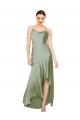 Long Smoke Green Sleeveless A-Line Open Back High Low Evening Gown / Prom Dress / Bridesmaid Dress Canberra