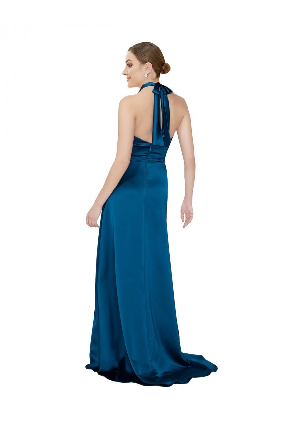 Long Peacock Blue Sleeveless A-Line Open Back Formal Evening Gown / Prom Dress / Bridesmaid Dress Canberra