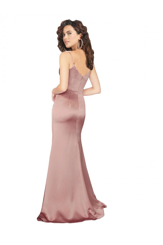 Long Dusty Pink Sleeveless Sheath V-Back Black Tie Evening Gown / Prom Dress / Bridesmaid Dress Canberra